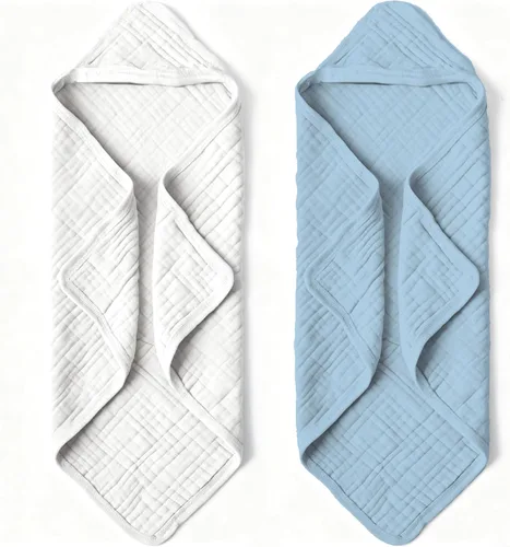 Miniatura 8 de Toallas de baño con capucha de muselina orgánica, paquete de 2 toallas de baño 100% algodón orgánico para bebés, bebés, niños pequeños, 32 x 32
