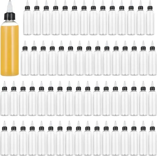 Miniatura 7 de 24 botellas dispensadoras transparentes de 2 onzas, botellas de plástico exprimibles con tapas giratorias para aceites, tintas y líquidos