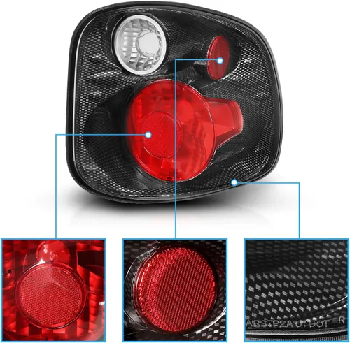 Miniatura 3 de AmeriLite para 2001-2003 Ford F-150 Flareside - Juego de luces traseras de repuesto de fibra de carbono Euro, lámpara de freno, par - lado