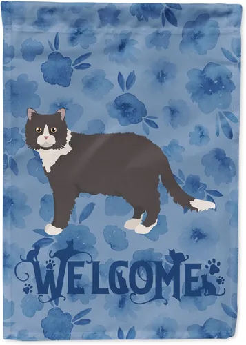 Miniatura 257 de Caroline's Treasures CK4813CHF - Bandera de bienvenida con gato abisinio azul, manga grande, para porche, para colgar en la pared, poliéster