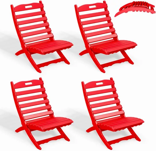 Miniatura 17 de GREENVINES Silla plegable Xavier Wave Sillas Adirondack portátiles Plástico HDPE Silla para fogata para todo tipo de clima Negro