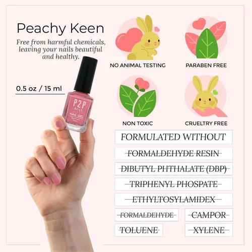 Miniatura 6 de P2P Nails Esmalte de uñas en gel vegano rosa – Esmalte de uñas de secado rápido – Gel de uñas de textura suave en colores vibrantes – Esmalte en gel