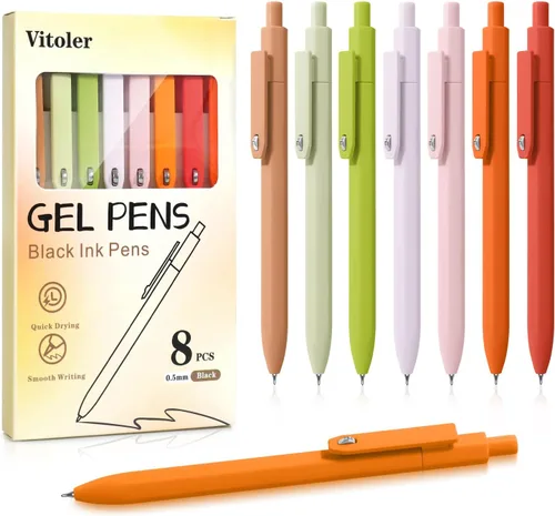 Miniatura 8 de Vitoler - Bolígrafos de gel bonitos, paquete de 8 bolígrafos de punta fina de 0.020 in con juguetes antiansiedad, de secado rápido For Women, For