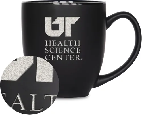 Miniatura 82 de Rico Industries - Taza de cerámica mate negra con grabado láser estándar de 15oz para NCAA (escuelas T & U) - Para bebidas calientes o frías