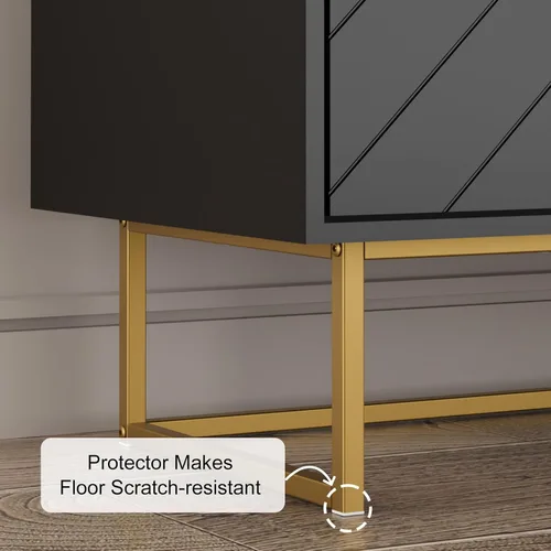 Miniatura 8 de Scurrty - Armario aparador de 80 cm en negro con almacenamiento, gabinete con puertas y estante ajustable para sala de estar y cocina