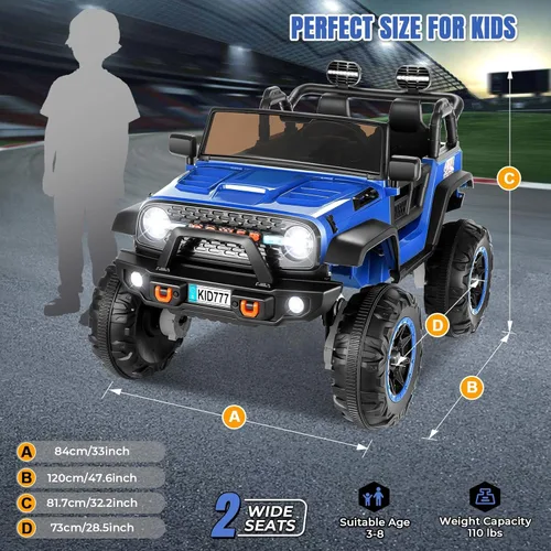 Miniatura 6 de Hikole - Vehículo de paseo de 24 V para niños grandes, vehículo todoterreno de 2 plazas con control remoto, 2WD/4WD conmutable, asientos extra Rosa