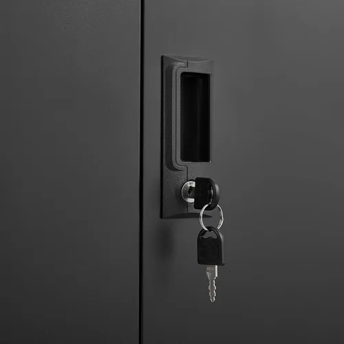 Miniatura 4 de Armario de almacenamiento de metal de 36 pulgadas con 2 puertas y cerradura, estantes ajustables y diseño plegable, gabinete de bloqueo resistente