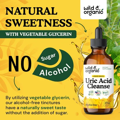 Miniatura 6 de Wild & Organic Gotas líquidas de limpieza de ácido úrico, cereza ácida, cúrcuma, apio, chanca piedra, complejo de extracto de raíz de diente