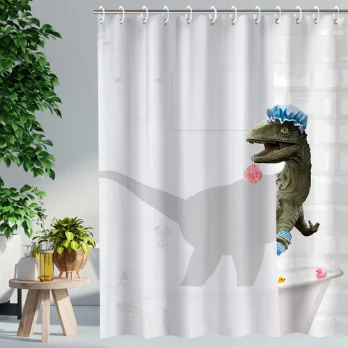 Miniatura 25 de RosieLily Cortinas de ducha para niños, 72 pulgadas de ancho x 72 pulgadas de alto, cortinas de ducha extra largas con ganchos, palabras divertidas