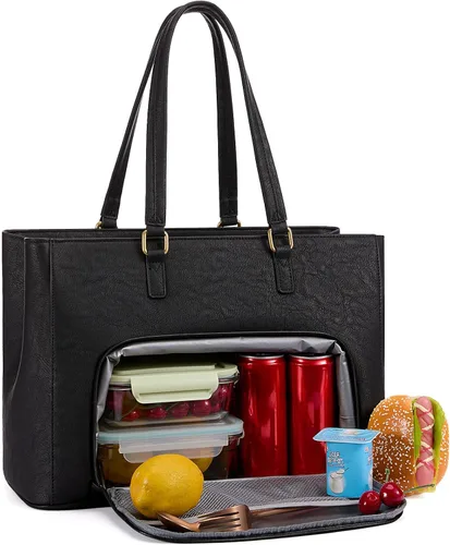 Miniatura 19 de LOVEVOOK Bolsa para laptop para mujeres, bolsa de mano para laptop de 15.6 pulgadas para mujeres, bolsas de mano de trabajo de cuero vintage