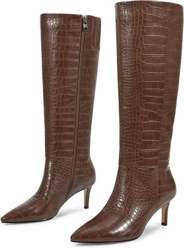 Miniatura 41 de wetkiss Botas altas hasta la rodilla para mujer, con tacón de gatito y diseño de punta puntiaguda, clásicas y sexys