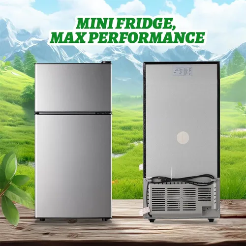 Miniatura 7 de DEMULLER - Refrigerador mini de 2.4 pies cúbicos con congelador superior, refrigerador compacto de doble puerta de tamaño para apartamento, Plateado
