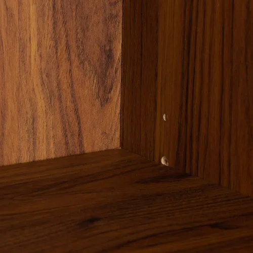 Miniatura 6 de SAFAVIEH Piran Soporte de TV para pantalla plana de hasta 70 pulgadas, nogal y dorado, 4 puertas con almacenamiento interior, consola multimedia