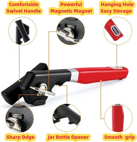 Miniatura 2 de El mejor abrelatas magnético multifuncional, hoja de acero inoxidable para uso sin esfuerzo, multifunción manual de cocina agradable, abrelatas