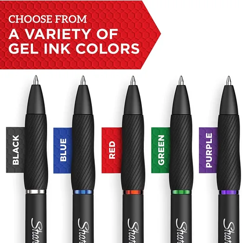 Miniatura 4 de SHARPIE S-Gel - Bolígrafos de gel de punta media (0.028 in), tinta negra y verde, 12 unidades (paquete de 1), surtido