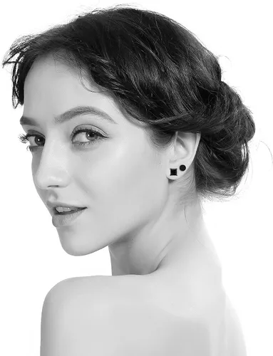 Miniatura 4 de 3 pares de aretes hipoalergénicos de circonita cúbica negra para hombres y mujeres, chapados en oro, cuadrados y redondos, aretes para orejas