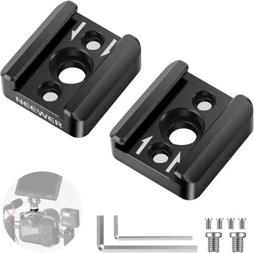 Miniatura 7 de Neewer Paquete de dos (2) adaptadores de montaje Pro duraderos de 1/4 pulgadas para tornillo de trípode a zapata caliente flash