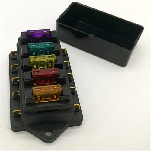 Miniatura 8 de 12V/24V 4 vías 5 vías auto hoja caja de fusibles titular circuito estándar ATO + fusible de hoja libre (color : soporte de fusible ATO 4 vías)