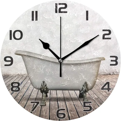 Miniatura 9 de Qilmy Reloj de pared para perros y gatos, silencioso, sin tictac, pintura al óleo, reloj redondo para sala de estar, dormitorio, baño, decoración