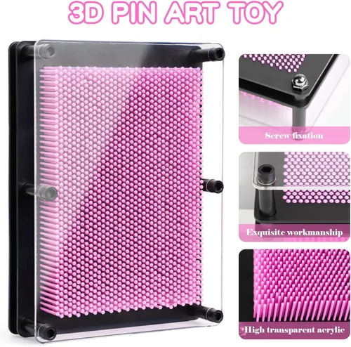 Miniatura 2 de Juguetes Sensoriales de Arte de Pines 3D para Niños de 5-7, Tablero de Arte de Pines Juguetes Sensoriales de Impresión para Niños con Autismo, Rosa