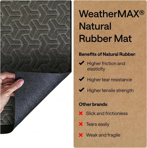 Miniatura 7 de Gorilla Grip WeatherMax - Tapete para todas las estaciones 100% impermeable, 47x35 pulgadas, goma natural duradera, resistente a manchas y Pizarra
