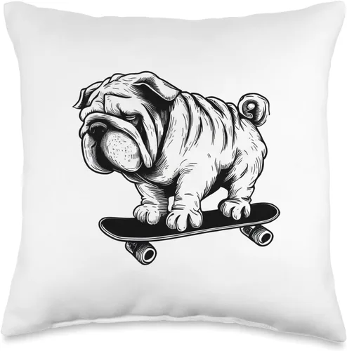 Miniatura 5 de Urban Paws Adventures Skate King Cool Pug Rolling on a Skateboard - Almohada de 18 x 18 pulgadas, multicolor