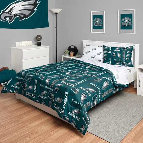 Miniatura 31 de FOCO Juego de ropa de cama unisex para adultos con logotipo del equipo de la NFL, sábanas y fundas de almohada, juego de ropa de cama de 5 piezas