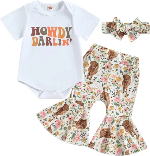 Miniatura 79 de Sejardin Ropa de verano para bebé y niña, recién nacida, manga corta, con letras, mameluco elástico con diadema