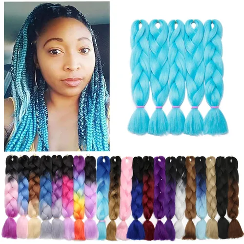 Miniatura 106 de Benehair Extensiones de cabello trenzado ombré de 24 pulgadas, 1 paquete de extensiones de cabello trenzado jumbo de alta temperatura, cabello