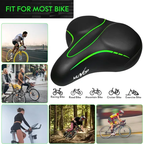 Miniatura 6 de Asiento de bicicleta de gran tamaño, asiento de bicicleta ancho para comodidad de mujeres y hombres, sillín de bicicleta universal impermeable