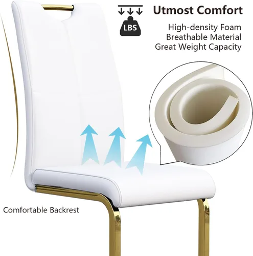 Miniatura 5 de Juego de 2 sillas de comedor, modernas sillas de comedor de piel sintética, sillas tapizadas para cocina, comedor, respaldo alto ergonómico