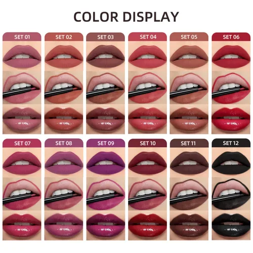 Miniatura 3 de Kit de labios todo en uno, 3 en 1, delineador de labios suave y lápiz labial con lápiz labial líquido de terciopelo mate, brillo labial hidratante