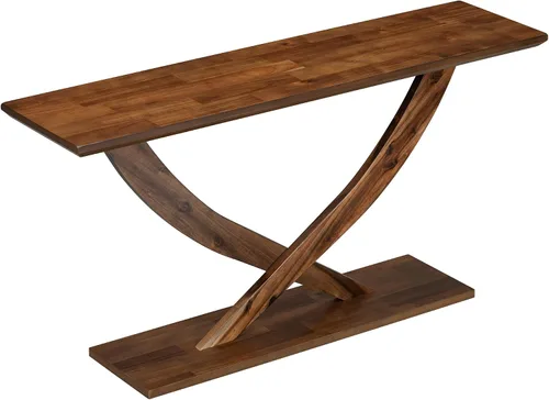 Miniatura 5 de Mesa consola de 57 pulgadas para entrada, moderna mesa de sofá, mesa de sofá rústica con diseño de patas cruzadas, mesa de chapa de acacia