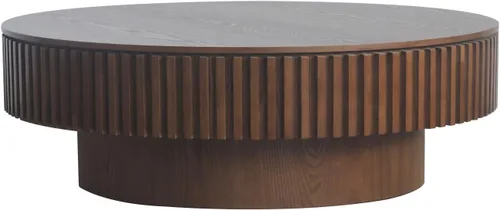 Miniatura 8 de KEVINSPACE Mesa de centro redonda de 39.37 pulgadas para sala de estar, mesa de café redonda de madera con almacenamiento mesas de centro para sala