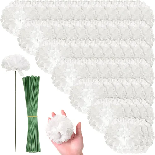 Miniatura 9 de Cindeer Paquete de 200 flores artificiales de caléndula con tallos a granel de 3.5 pulgadas, caléndulas falsas de caléndula de seda para bricolaje