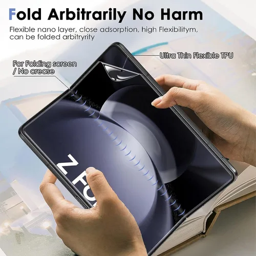 Miniatura 2 de Fotbor Paquete de 3 + 3 + 3 protectores de pantalla para Samsung Galaxy Z Fold 5, película flexible de pantalla interior + protector de pantalla