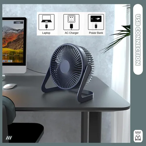 Miniatura 4 de Chchmu Ventilador USB de 5 pulgadas, mini ventilador de mesa de escritorio USB portátil alimentado por USB PC Netbook para camping, hogar, oficina