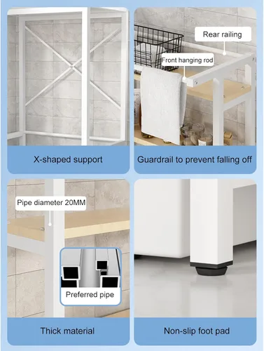 Miniatura 4 de Estante de almacenamiento sobre la lavadora y secadora, organizador de ahorro de espacio en el baño con barra para colgar ropa, toallero