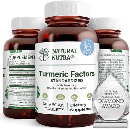 Natural Nutra Curcumina de cúrcuma con 95% de extracto de curcuminoides suplemento con romero para la salud cerebral, 350 mg, 30 tabletas veganas