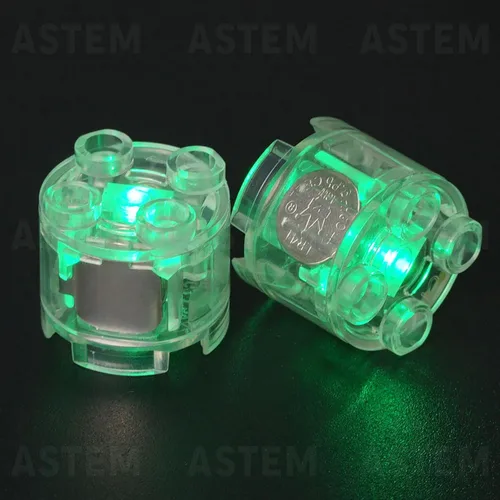 Miniatura 4 de ASTEM Kit de accesorios de ladrillos de luz verde, paquete de ladrillos de luz LED transparentes clásicos de 2 x 2, 6 piezas de bloques