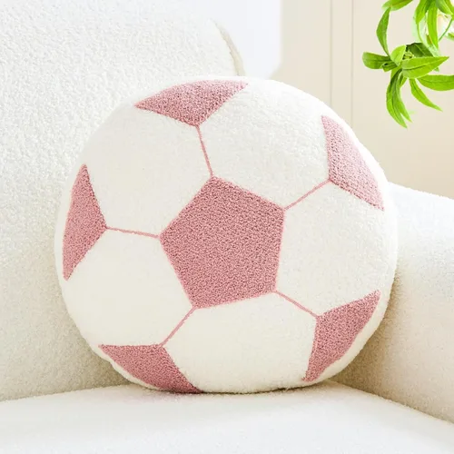 Miniatura 10 de Uvvyui Almohada de fútbol de fútbol con forma redonda, decorativa para decoración de habitación, cojín de felpa para sofá y dormitorio