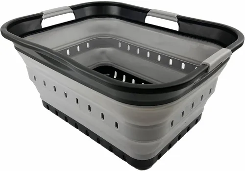 Miniatura 4 de SAMMART Cesta de lavandería de plástico plegable de 42L (11 galones) - Contenedor/Organizador de almacenamiento plegable emergente - Cesta/Canasta