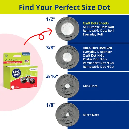 Miniatura 5 de Glue Dots, Paquete económico de puntos para manualidades, doble cara, 1/2 pulgada, .5 pulgadas, 600 puntos, cinta de pegamento para manualidades