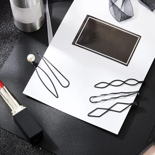 Miniatura 5 de 10 pinzas y pasadores geométricos de metal para el cabello, accesorios minimalistas para el cabello para mujeres y niñas, bodas y peinados (negro)