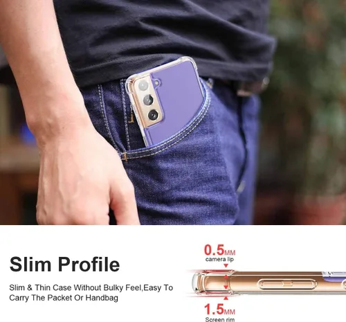 Miniatura 6 de KIOMY Funda transparente para Samsung Galaxy S21 5G Airbag Corners a prueba de golpes, funda protectora para teléfono, diseño híbrido duro PC