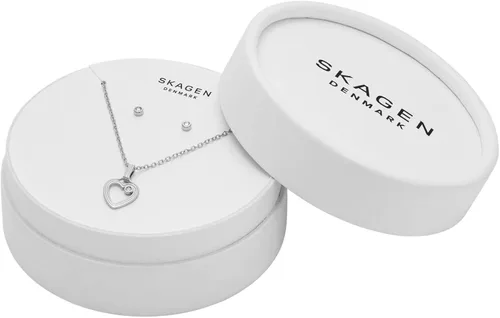 Miniatura 5 de Skagen Juego de collar y aretes de plata de ley Elin y diamantes cultivados en laboratorio para mujer (modelo SKJS0035SET), Plata esterlina