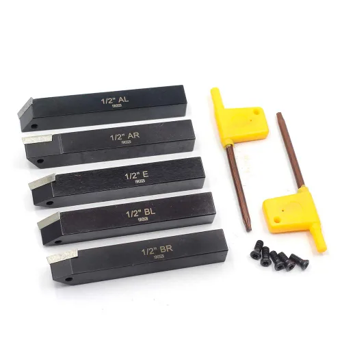 Miniatura 2 de OSCARBIDE 1/2 "Mini torno de carburo indexable portaherramientas de torneado 5 piezas/juego, herramientas de corte de torno de metal con insertos