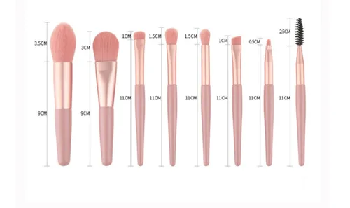 Miniatura 4 de Juego de brochas de maquillaje de 7 a 8 piezas, para base, polvo, sombra de ojos rubor, pestañas y corrector OPP Bag (beige)