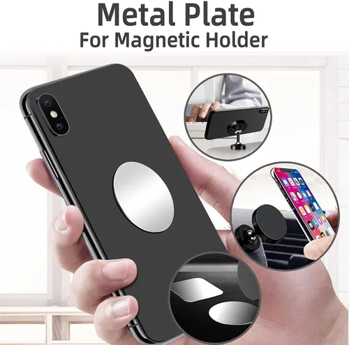 Miniatura 3 de Juego de 16 placas de metal de repuesto para soportes magnéticos de teléfono de coche, pared, soportes de ventilación de aire, estuches, imanes. Kit