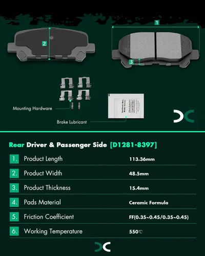 Miniatura 7 de SCITOO Rotores de disco D/S delanteros de 12.99 pulgadas y traseros de 13.14 pulgadas + pastillas de freno de cerámica de repuesto para Acura MDX